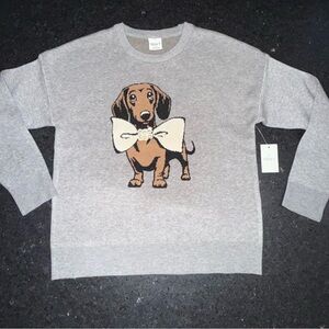NEW NIKKA K Adorable Grayish
Dachshund Large Bow Pearl Detail NWT
Sweater SZ MED
